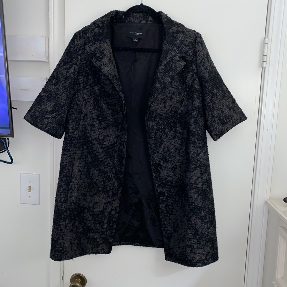 Ann Taylor Black and Gray Textured Coat